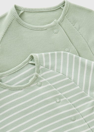 2 Pack Baby Sage Ribbed Sleepsuits (Newborn-12mths)