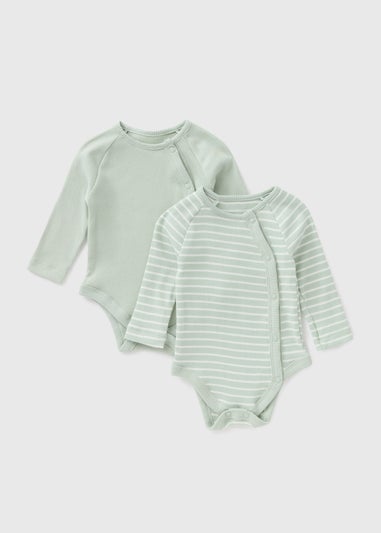 2 Pack Baby Green Ribbed Bodysuits (Newborn-18mths)