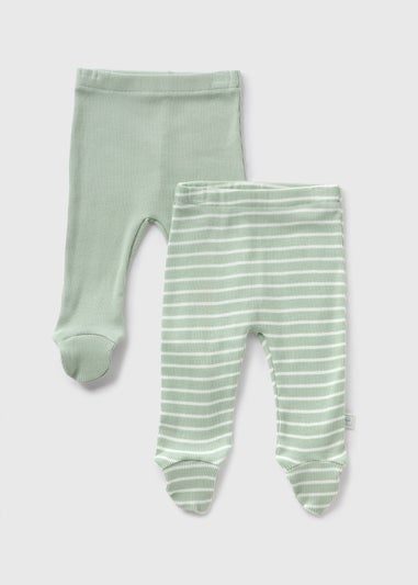 2 Pack Baby Green Ribbed Leggings (First Size-18mths)