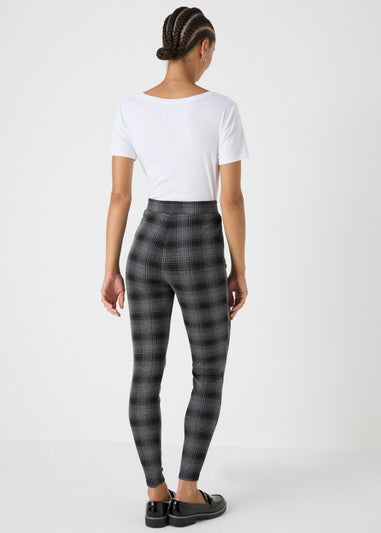 Black Check Textured Leggings