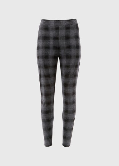 Black Check Textured Leggings