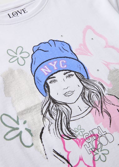 Girls White NYC T-Shirt (7-15yrs)