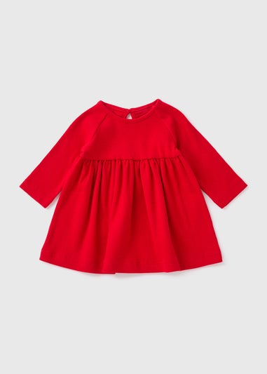 Girls Red Ribbed Dress (Newborn-23mths)