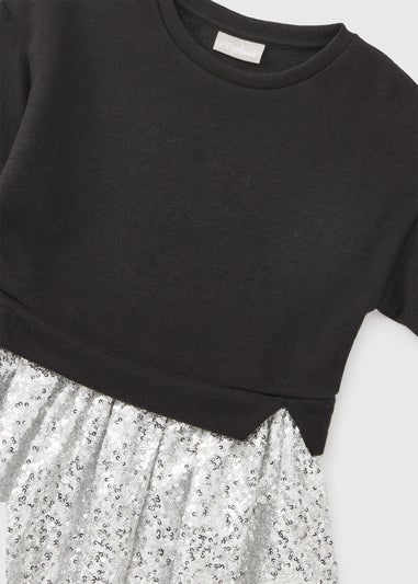 Girls Black Sequin Sweater Dress (7-15yrs)