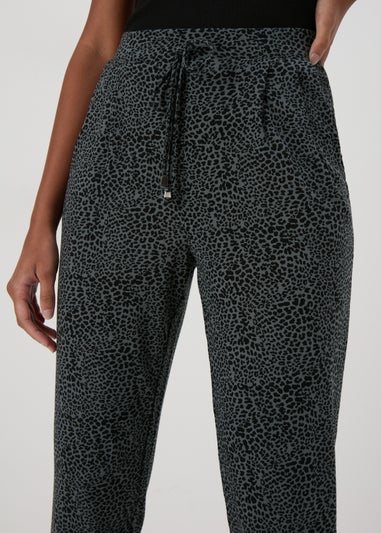 Khaki Animal Print Harem Trousers