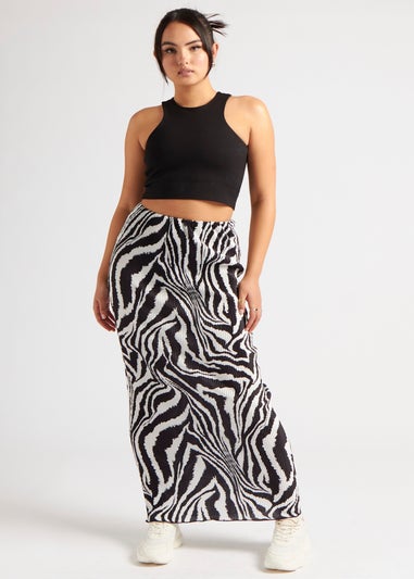 Urban Bliss Black Zebra Plisse Maxi Skirt