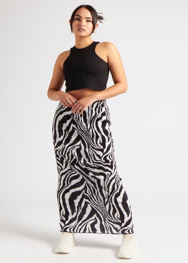 Urban Bliss Black Zebra Plisse Maxi Skirt