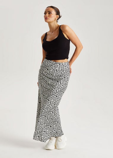 Urban Bliss Black Geometric Satin Bias Cut Maxi Skirt