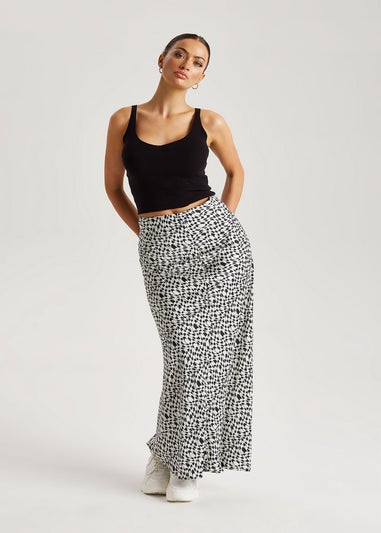 Urban Bliss Black Geometric Satin Bias Cut Maxi Skirt