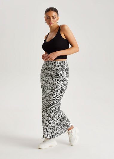 Urban Bliss Black Geometric Satin Bias Cut Maxi Skirt