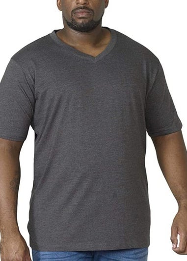 Duke Charcoal Signature 2 Kingsize Cotton V Neck T-Shirt