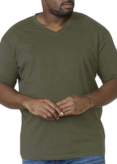 Duke Khaki Signature 2 Kingsize Cotton V Neck T-Shirt