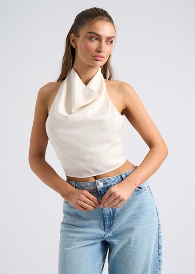 Urban Bliss Cream Halter Cowl Neck Top