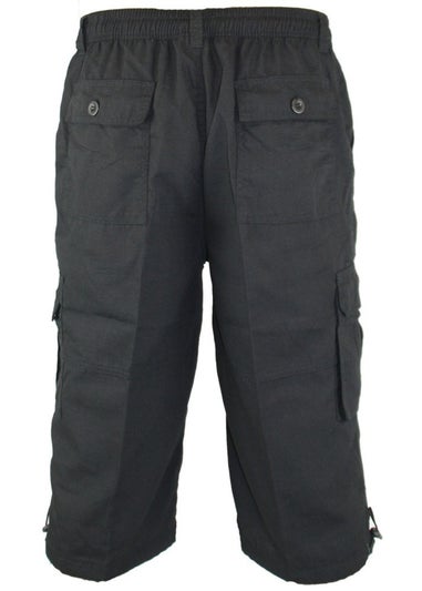 Duke Black Mason Kingsize Cargo Capri Shorts