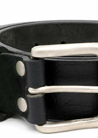 Duke Black Gavin Kingsize Square Buckle Leather Belt