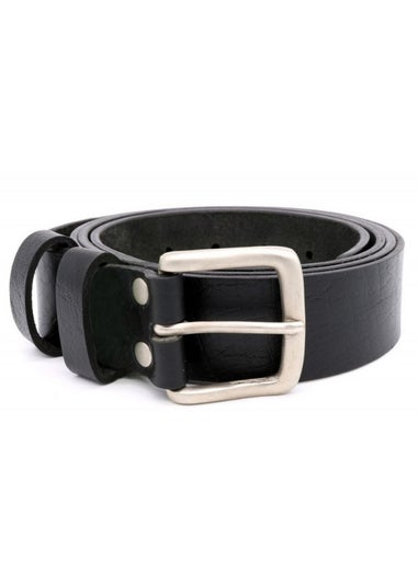 Duke Black Gavin Kingsize Square Buckle Leather Belt