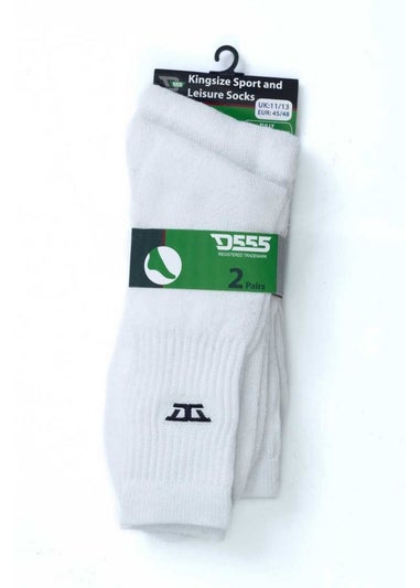 Duke White Logan Kingsize Socks (Pack of 2)