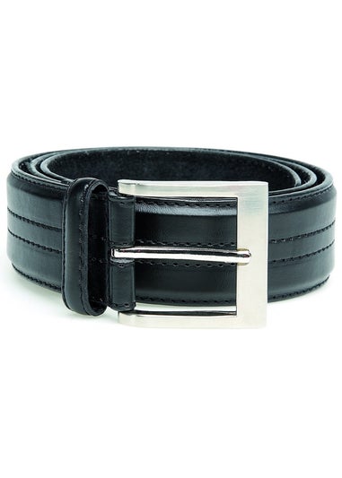 Duke Black Harley Kingsize Four Line Stitched Belt