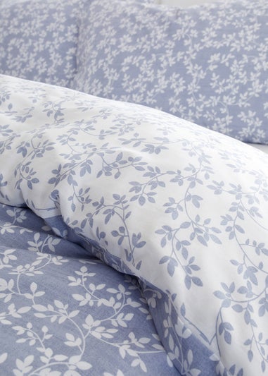 Bianca Fine Linens Shadow Leaves 200 Thread Count Cotton Reversible Duvet Cover Set