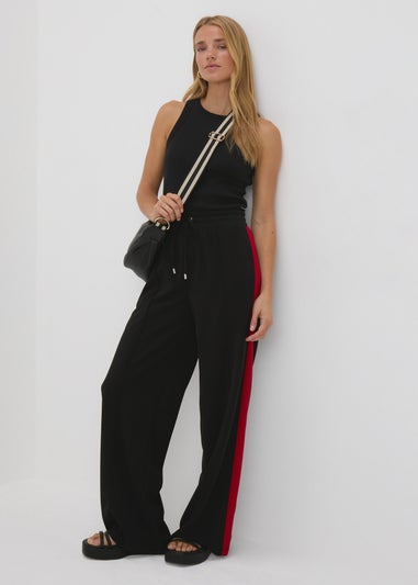 Black Side Stripe Tapered Trousers