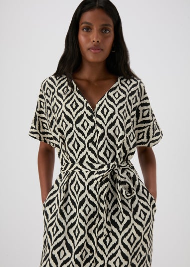 Black Aztec Shirt Midi Dress