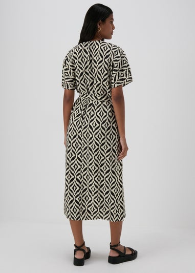 Black Aztec Shirt Midi Dress