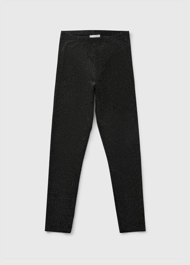 Black Glitter Velvet Leggings (7-15yrs)