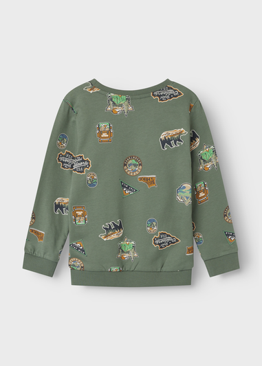 Name It Kids Green Adventure Print Sweatshirt (1-5yrs)