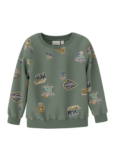 Name It Kids Green Adventure Print Sweatshirt (1-5yrs)