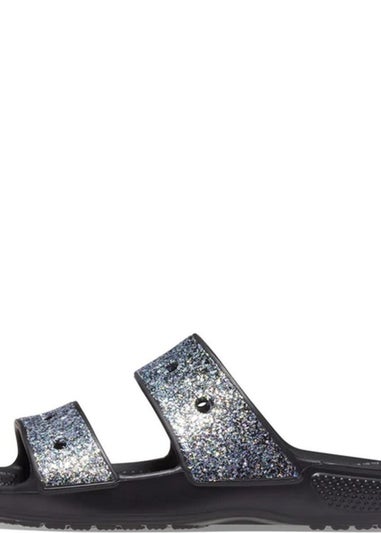 Crocs Kids Black Classic Glitter Sandals