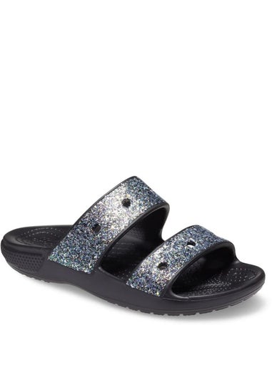 Crocs Kids Black Classic Glitter Sandals