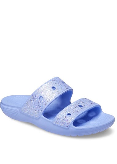 Crocs Kids Sky Blue Classic Glitter Sandals