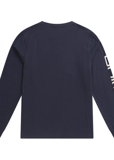 Animal Dark Blue Tommy Graphic Print Organic Long-Sleeved T-Shirt