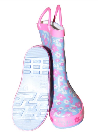 Peppa Pig Girls Light Blue Official Flower Character Wellies