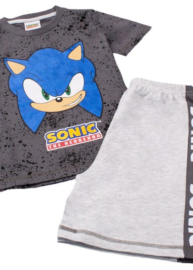 Sonic The Hedgehog Boys Grey Gaming Short Pyjama Set (4-12yrs)