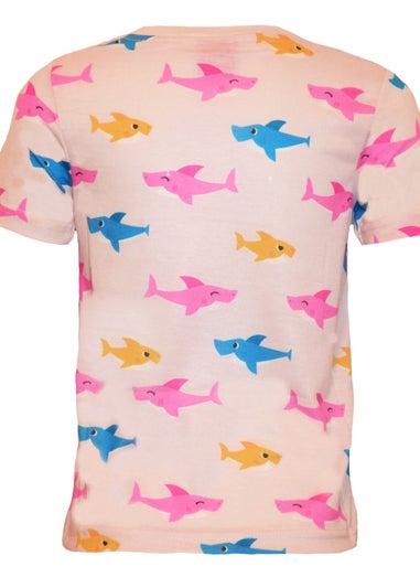 Baby Shark Girls Pink Glitter All-Over Print T-Shirt (1-6yrs)