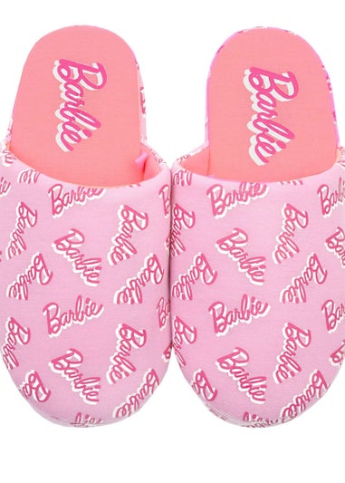 Barbie Pink Repeat Logo Polyester Slippers