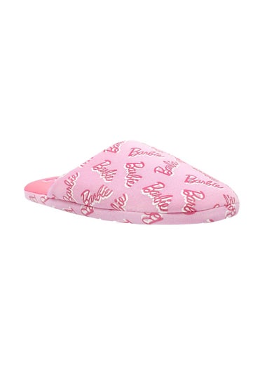 Barbie Pink Repeat Logo Polyester Slippers