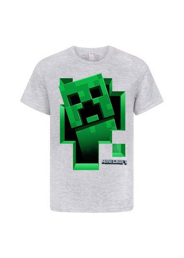 Minecraft Boys Grey Creeper Inside T-Shirt (7-15yrs)