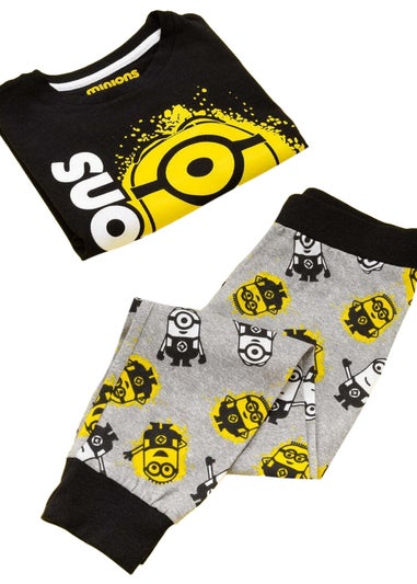 Minions Boys Black/Grey Long Pyjama Set (3-12yrs)