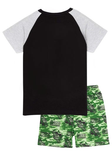 Jurassic World Boys Black/Green Camo Short Pyjama Set (4-12yrs)