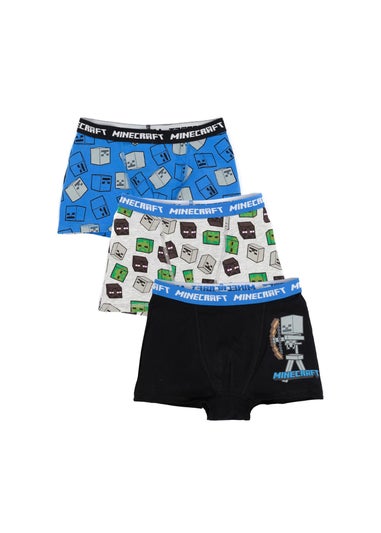 Minecraft Boys Grey/Navy Boxer Shorts Set (Pack of 3) (4-14yrs)
