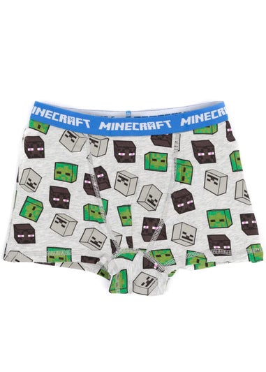 Minecraft Boys Grey/Navy Boxer Shorts Set (Pack of 3) (4-14yrs)