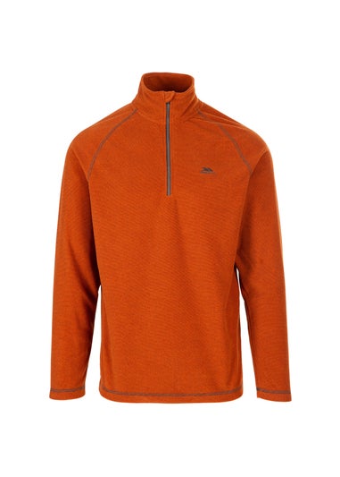 Trespass Burnt Orange Keynote Anti Pilling 1/4 Zip Fleece Top