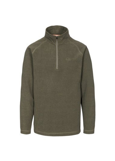 Trespass Grey Green Keynote Anti Pilling 1/4 Zip Fleece Top