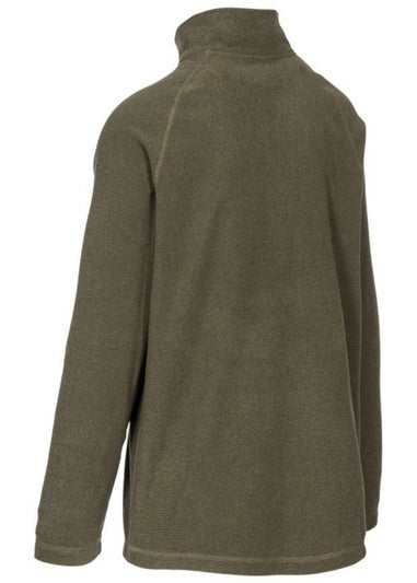 Trespass Grey Green Keynote Anti Pilling 1/4 Zip Fleece Top