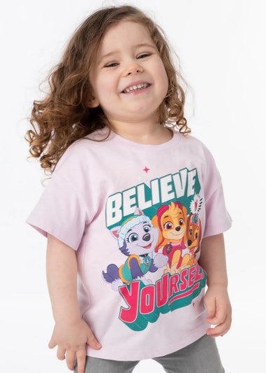 Paw Patrol Girls Lilac Believe In Yourself T-Shirt (Pack of 2) (2-7yrs)