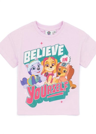 Paw Patrol Girls Lilac Believe In Yourself T-Shirt (Pack of 2) (2-7yrs)