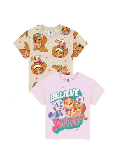 Paw Patrol Girls Lilac Believe In Yourself T-Shirt (Pack of 2) (2-7yrs)