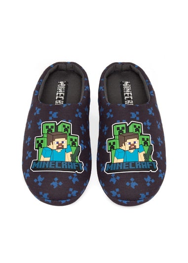 Minecraft Boys Navy Creeper Slippers (Younger 12 - Older 3)